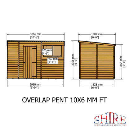 Shire Overlap Double Door Pent 10x6 D/D