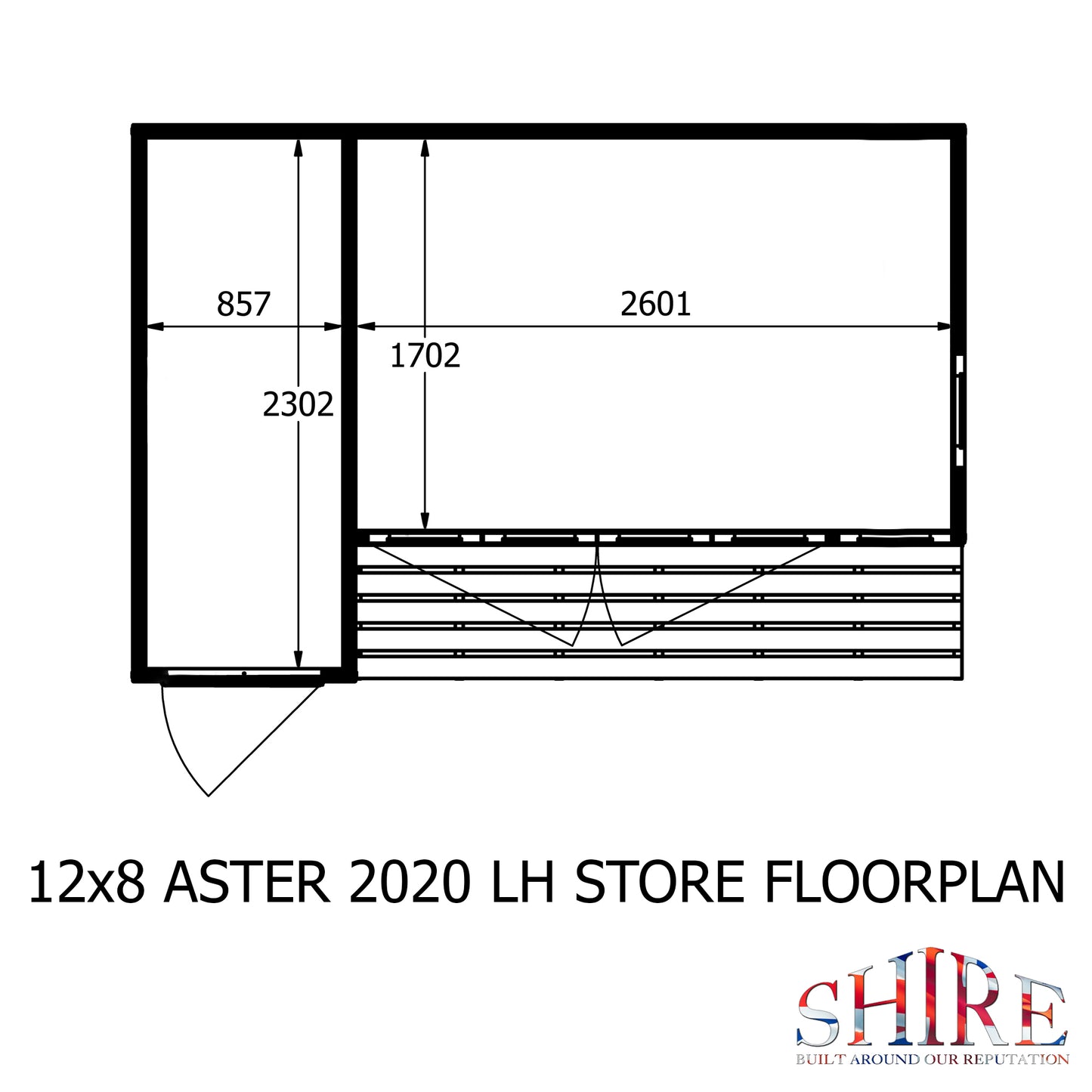 Shire Aster 12x8 Shiplap Left Hand Storage