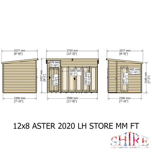 Shire Aster 12x8 Shiplap Left Hand Storage