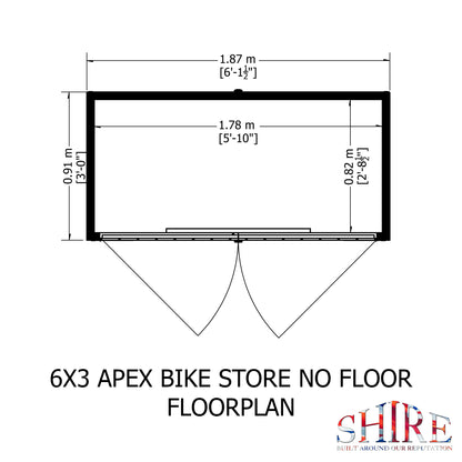 Shire Apex Bike Store Shiplap no floor 6x3