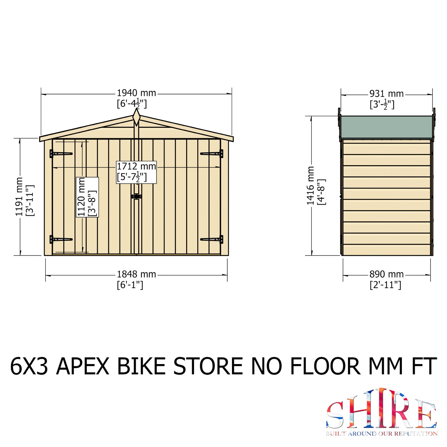 Shire Apex Bike Store Shiplap no floor 6x3