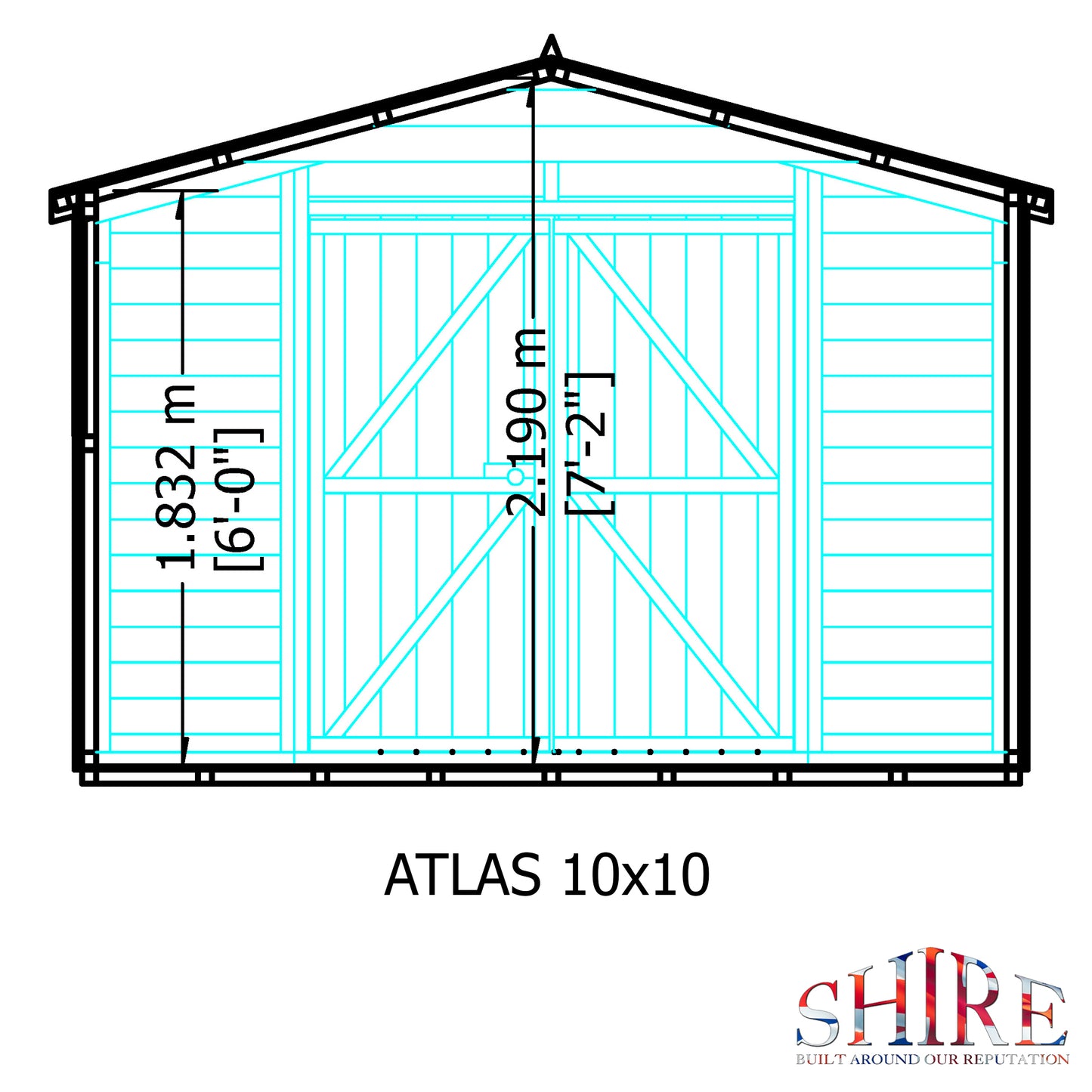 Shire Atlas 10x10 Double Door Shiplap