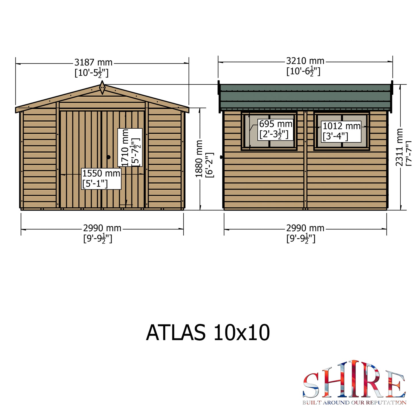 Shire Atlas 10x10 Double Door Shiplap