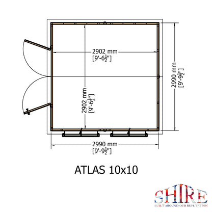 Shire Atlas 10x10 Double Door Shiplap