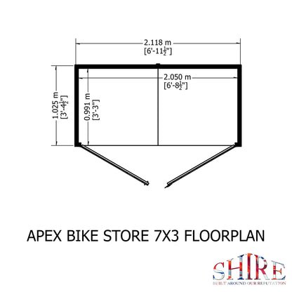 Shire Apex Bike Store Shiplap with floor 7x3