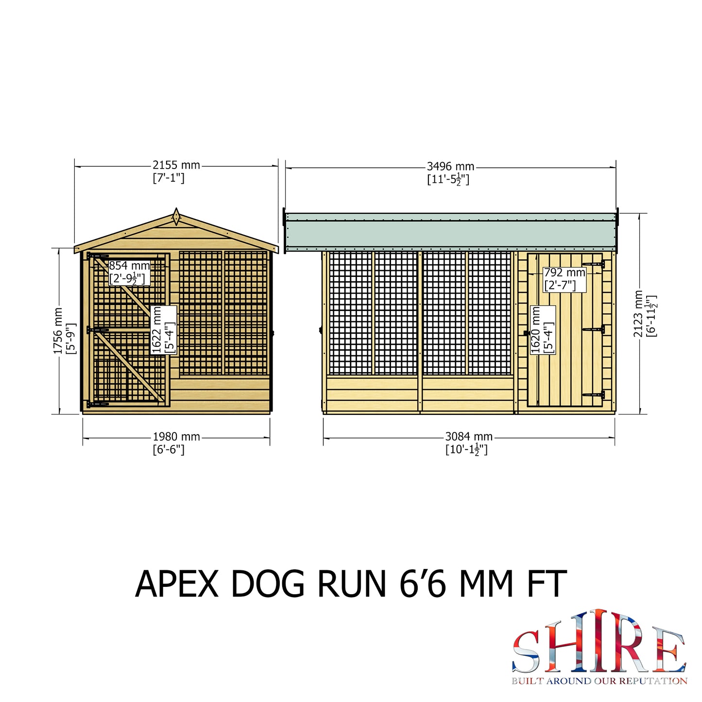 Shire Apex Dog Run Loglap (Kennel) (6'6" x 3’6")