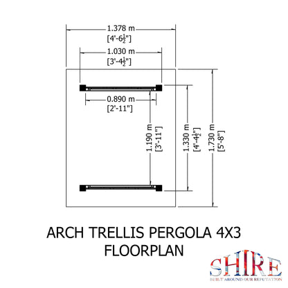 Shire Arch Trellis Pergola 4x3