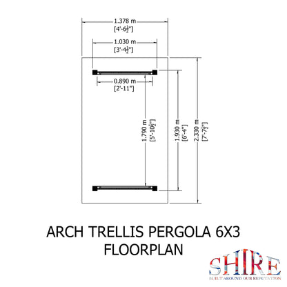 Shire Arch Trellis Pergola 6x3