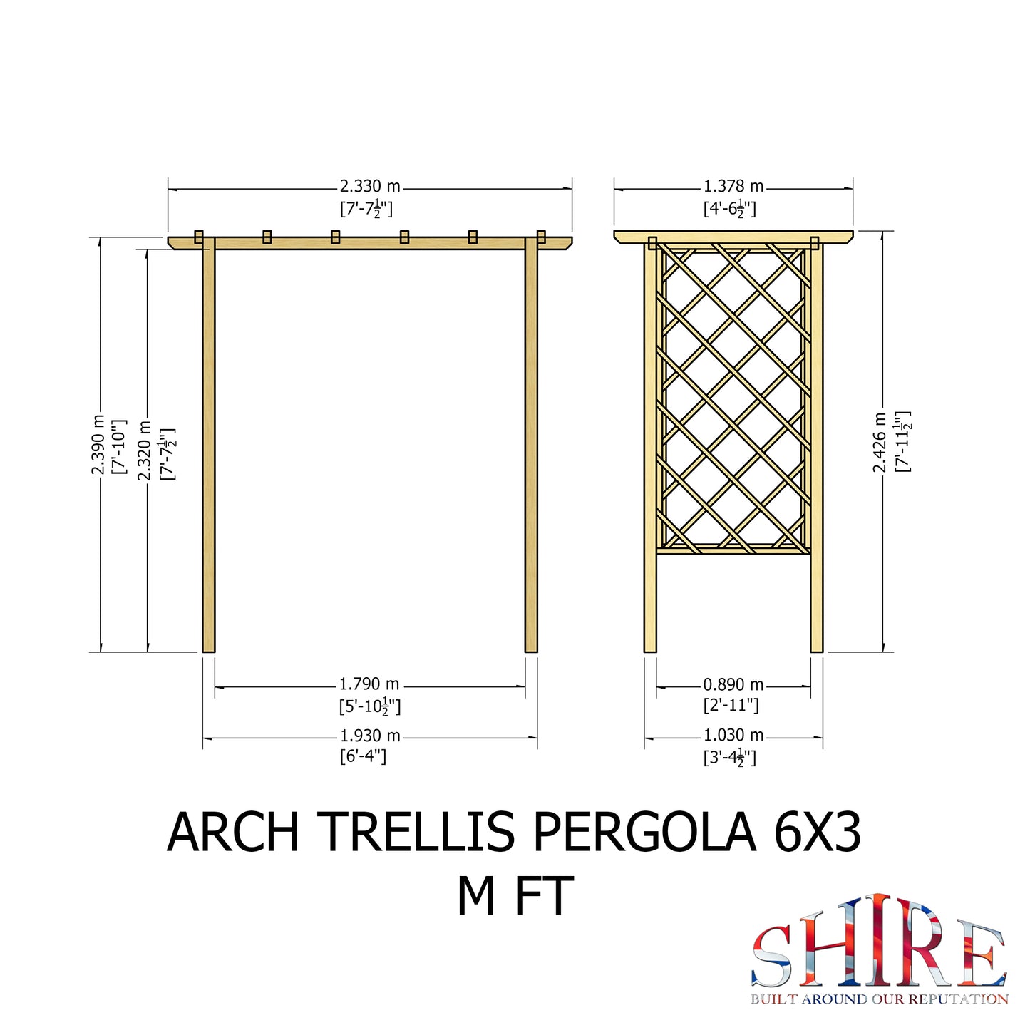 Shire Arch Trellis Pergola 6x3