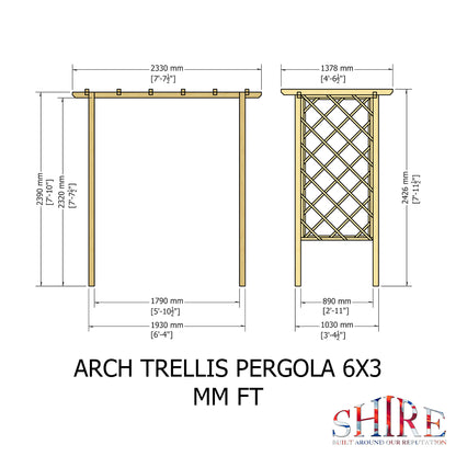 Shire Arch Trellis Pergola 6x3