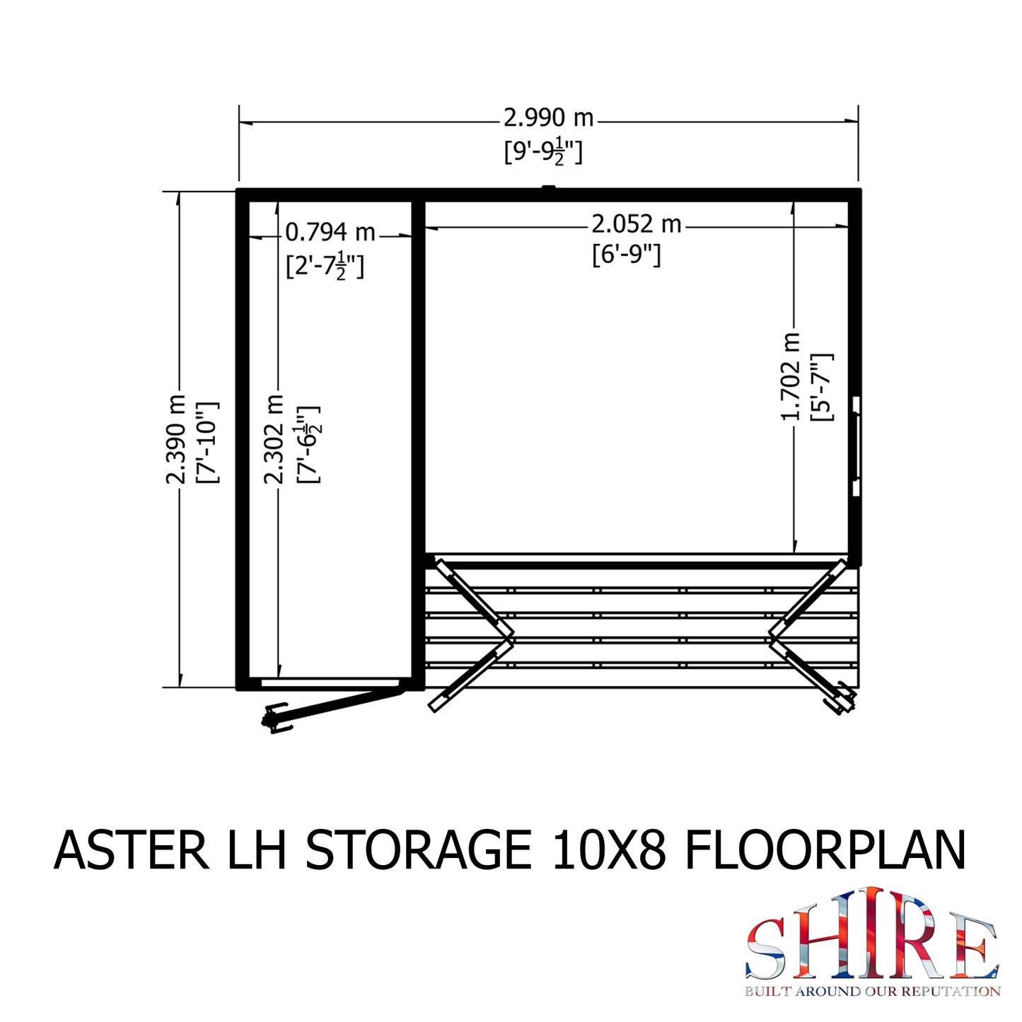 Shire Aster 10x8 Shiplap Left Hand Storage