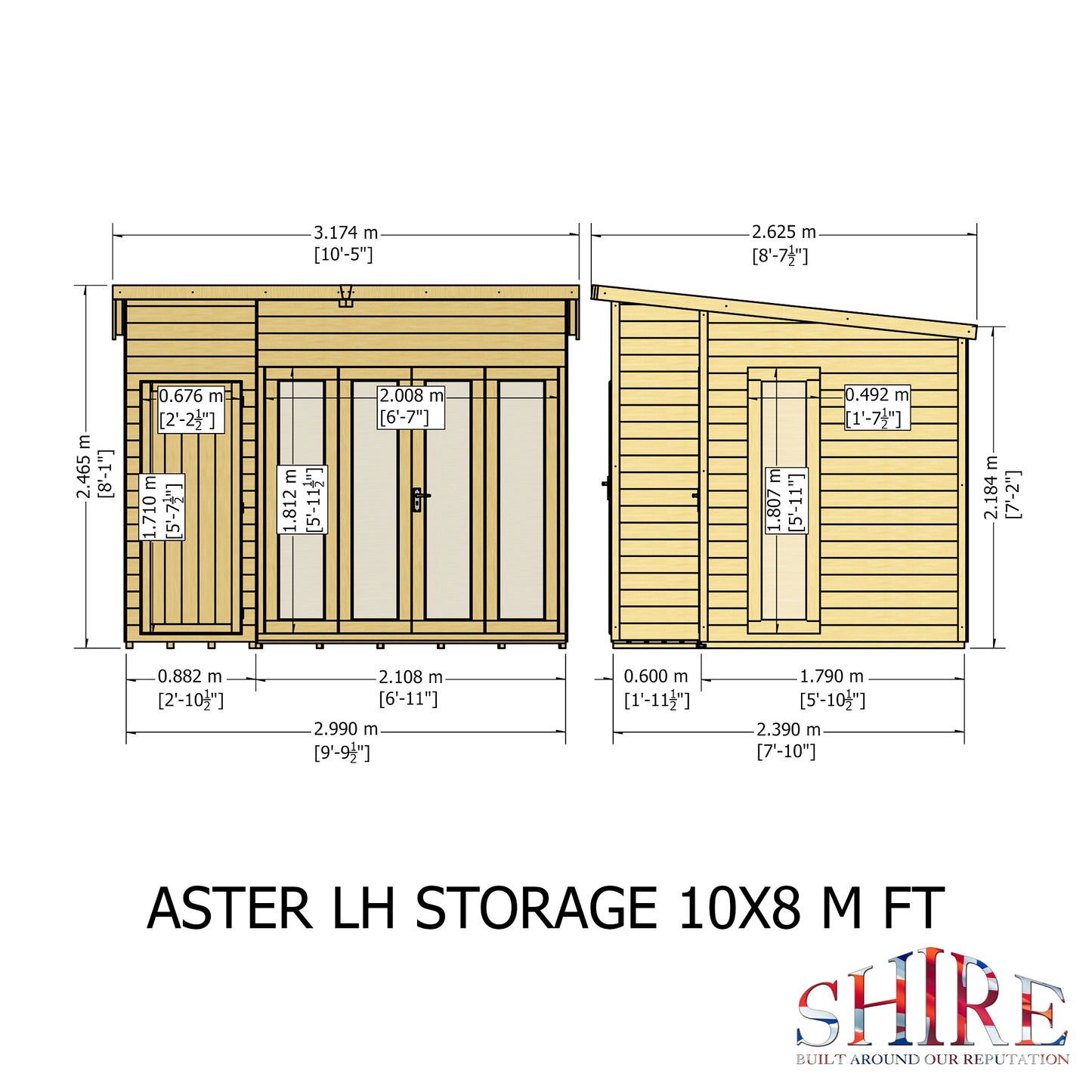 Shire Aster 10x8 Shiplap Left Hand Storage