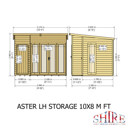 Shire Aster 10x8 Shiplap Left Hand Storage