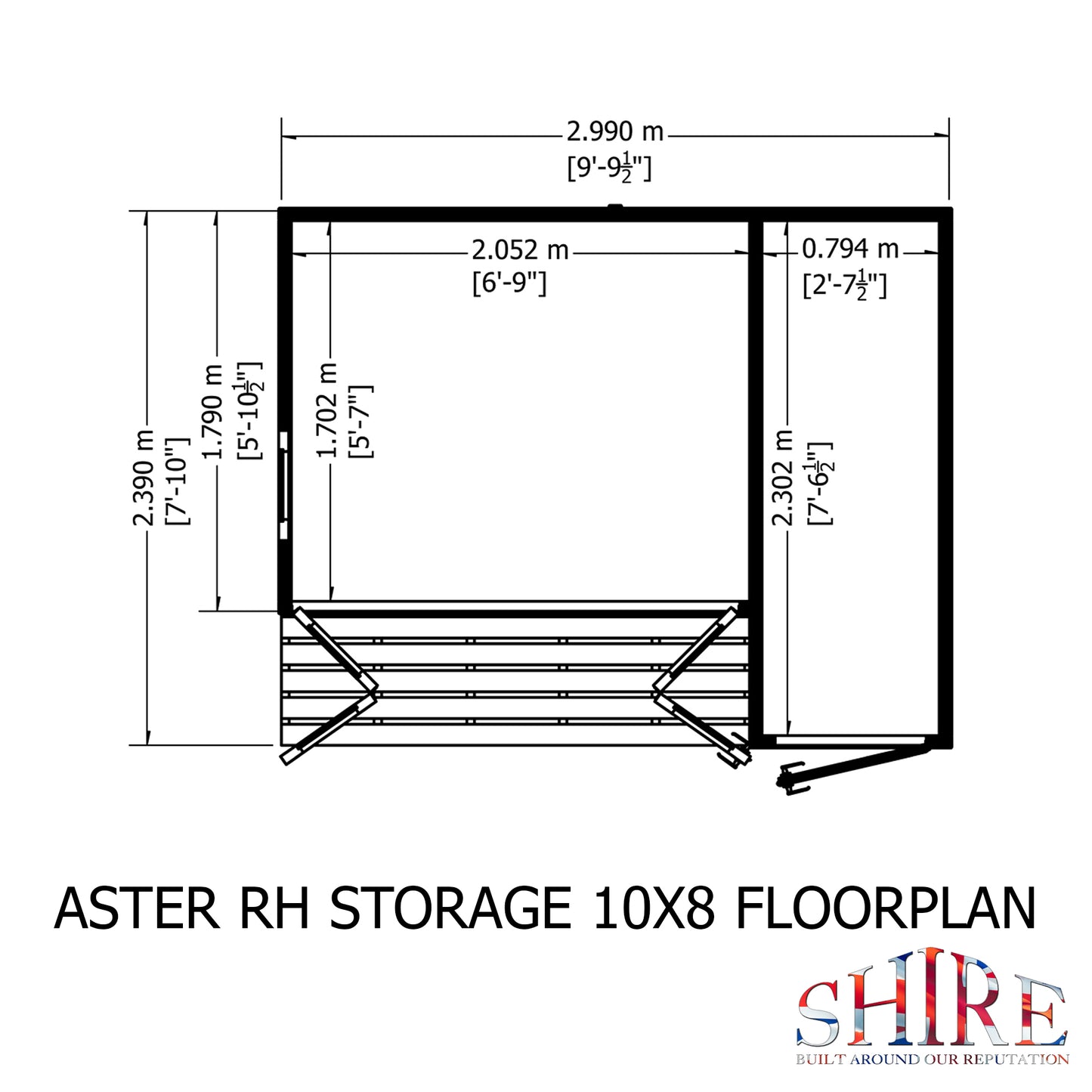 Shire Aster 10x8 Shiplap Right Hand Storage