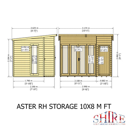 Shire Aster 10x8 Loglap Right Hand Storage