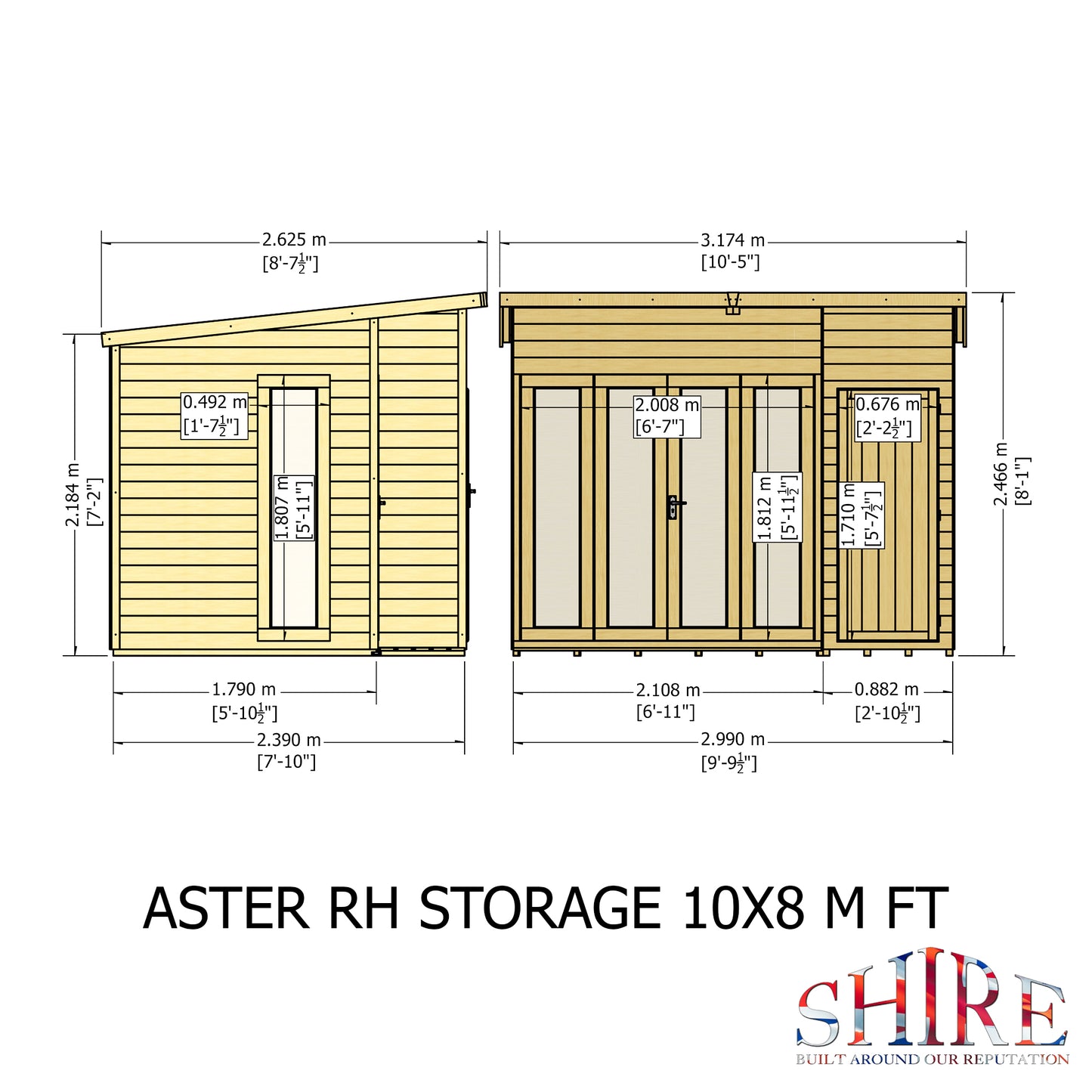 Shire Aster 10x8 Shiplap Right Hand Storage