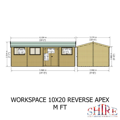 Shire Atlas 10x20 Double Door Shiplap Reverse Apex