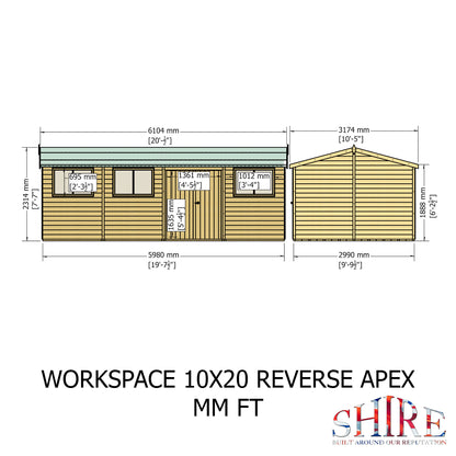 Shire Atlas 10x20 Double Door Loglap Reverse Apex