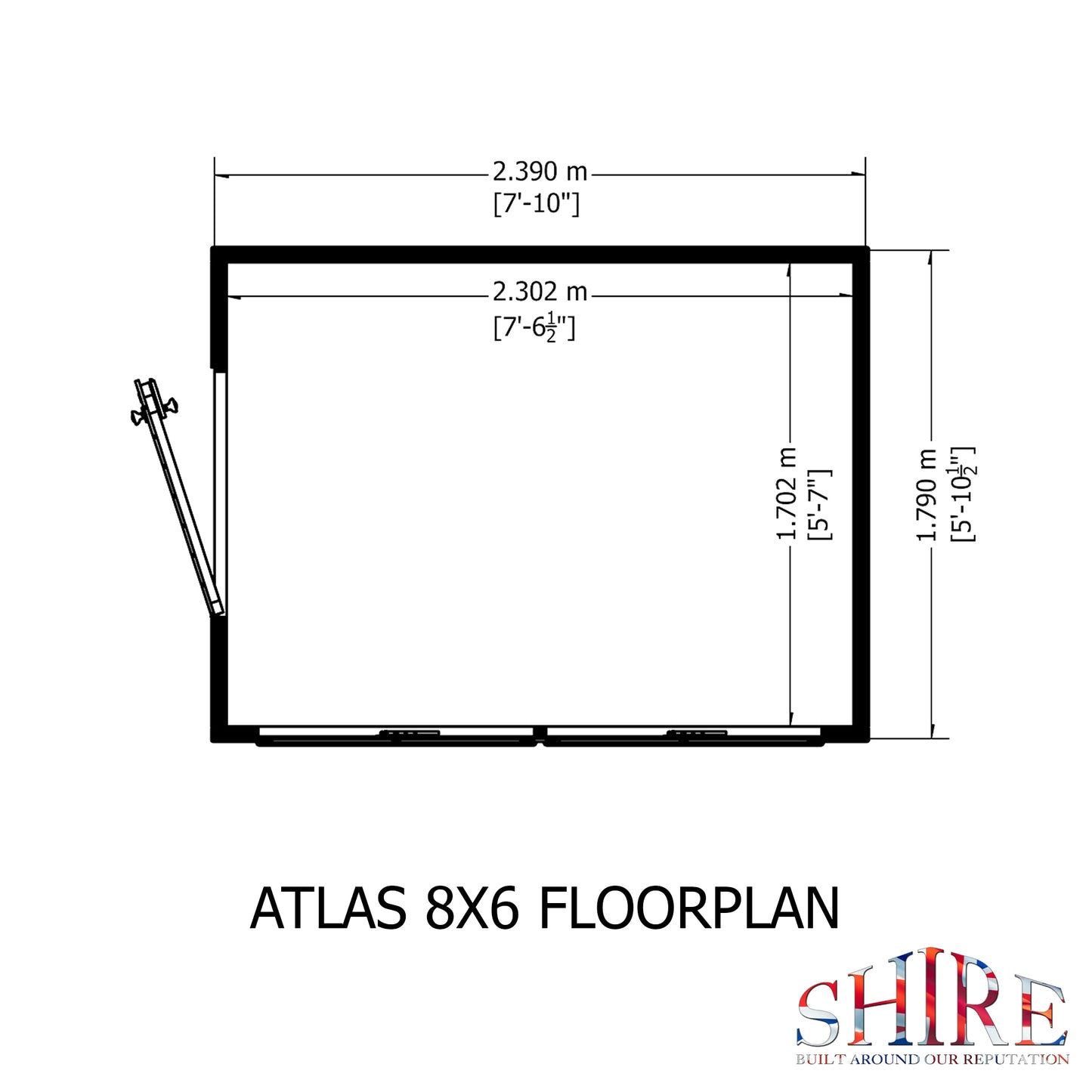 Shire Atlas 8x6 Single Door Shiplap