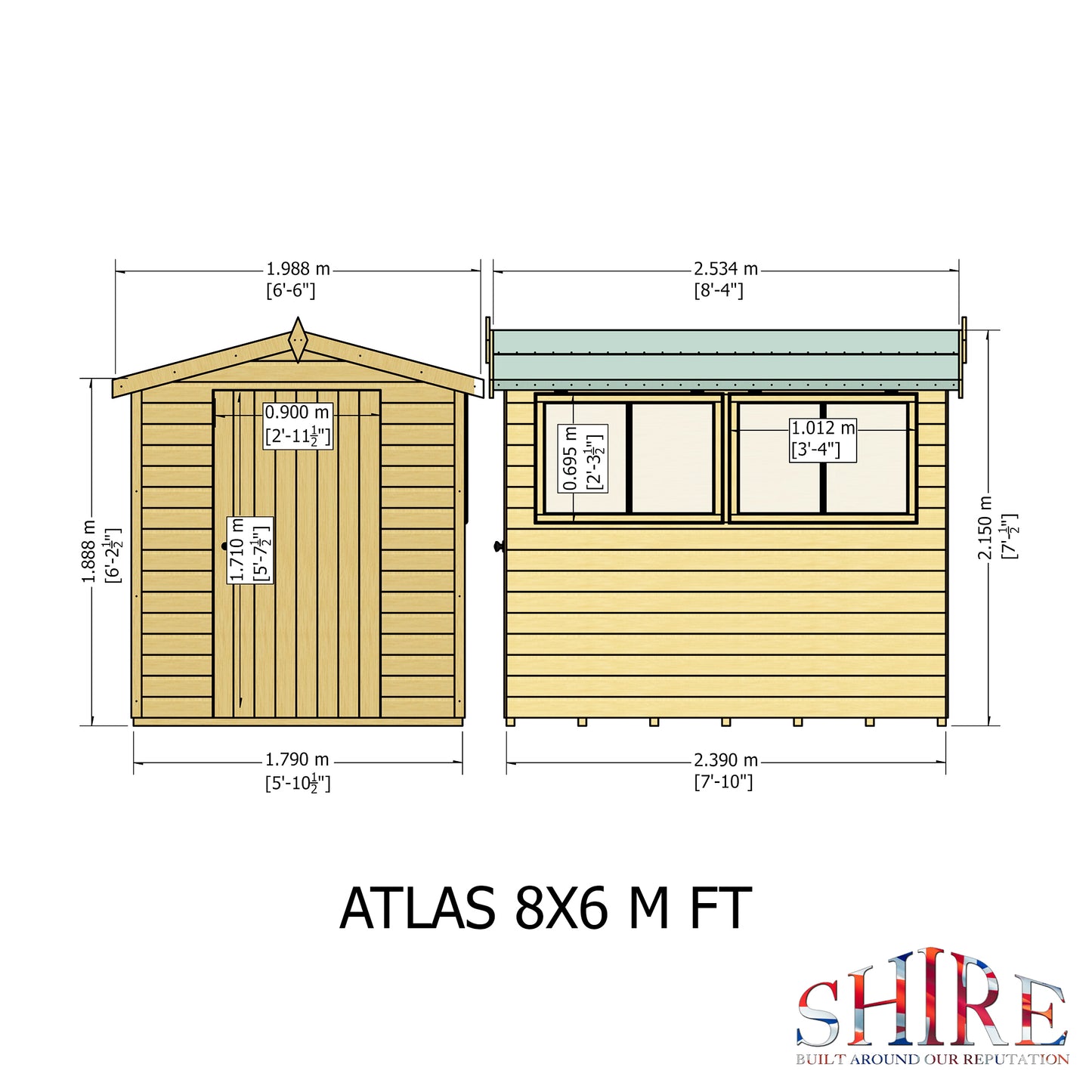 Shire Atlas 8x6 Single Door Loglap