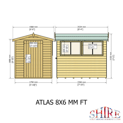 Shire Atlas 8x6 Single Door Shiplap