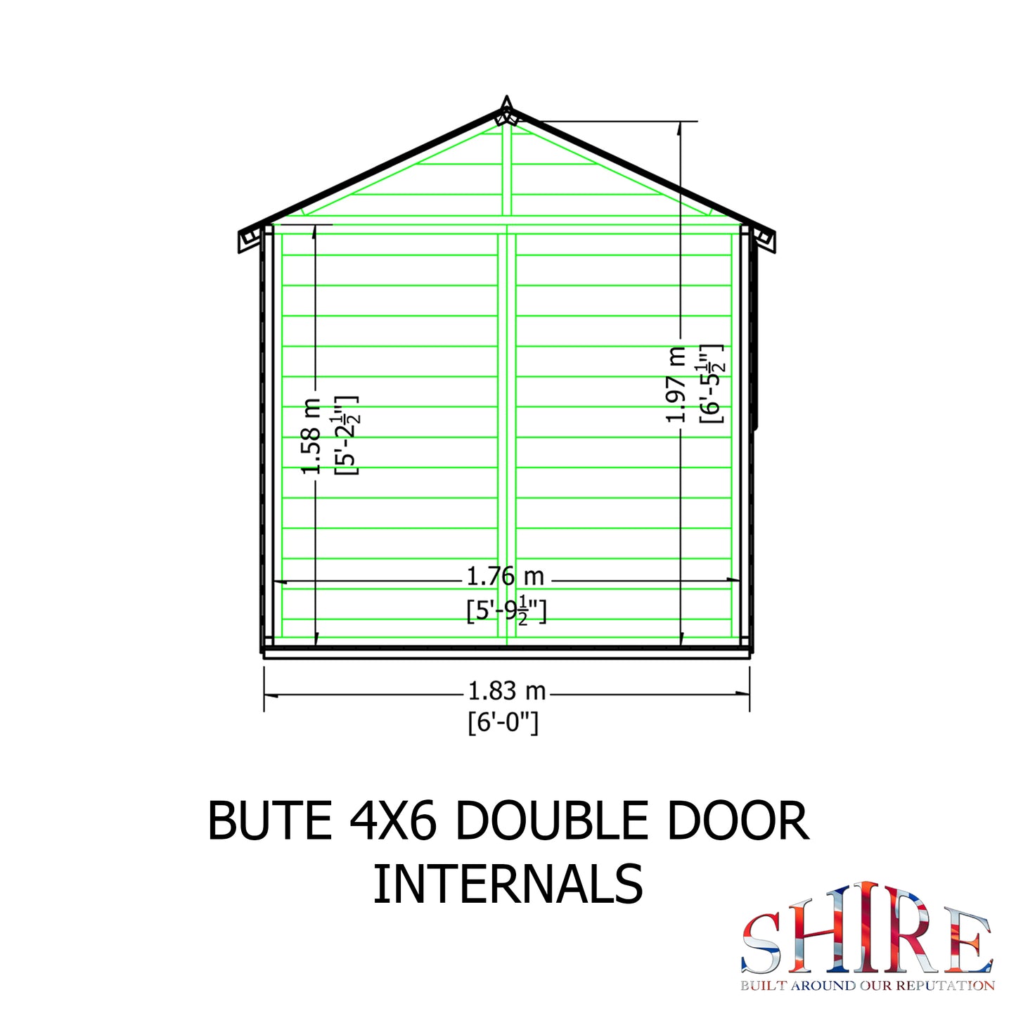 Shire Bute Shiplap Apex Double Door 4 x 6