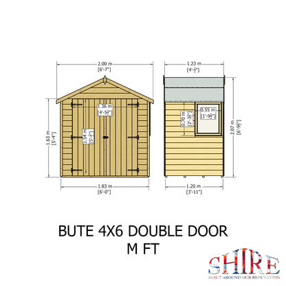 Shire Bute Shiplap Apex Double Door 4 x 6