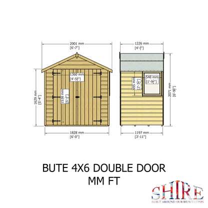 Shire Bute Shiplap Apex Double Door 4 x 6