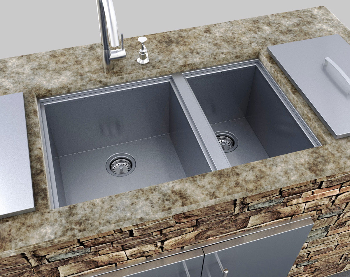 Sunstone Double Basin Sink with Covers