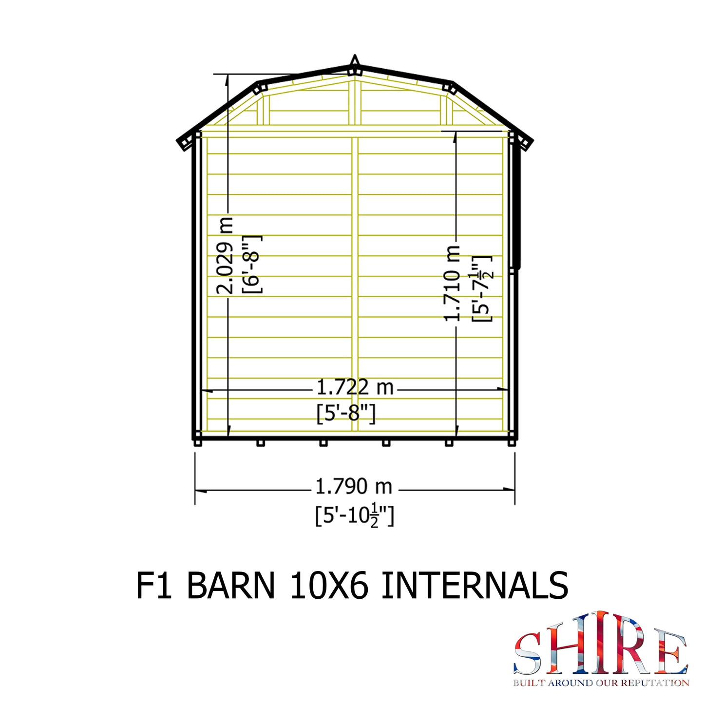 Shire Barn 10x6 Double Door Shiplap