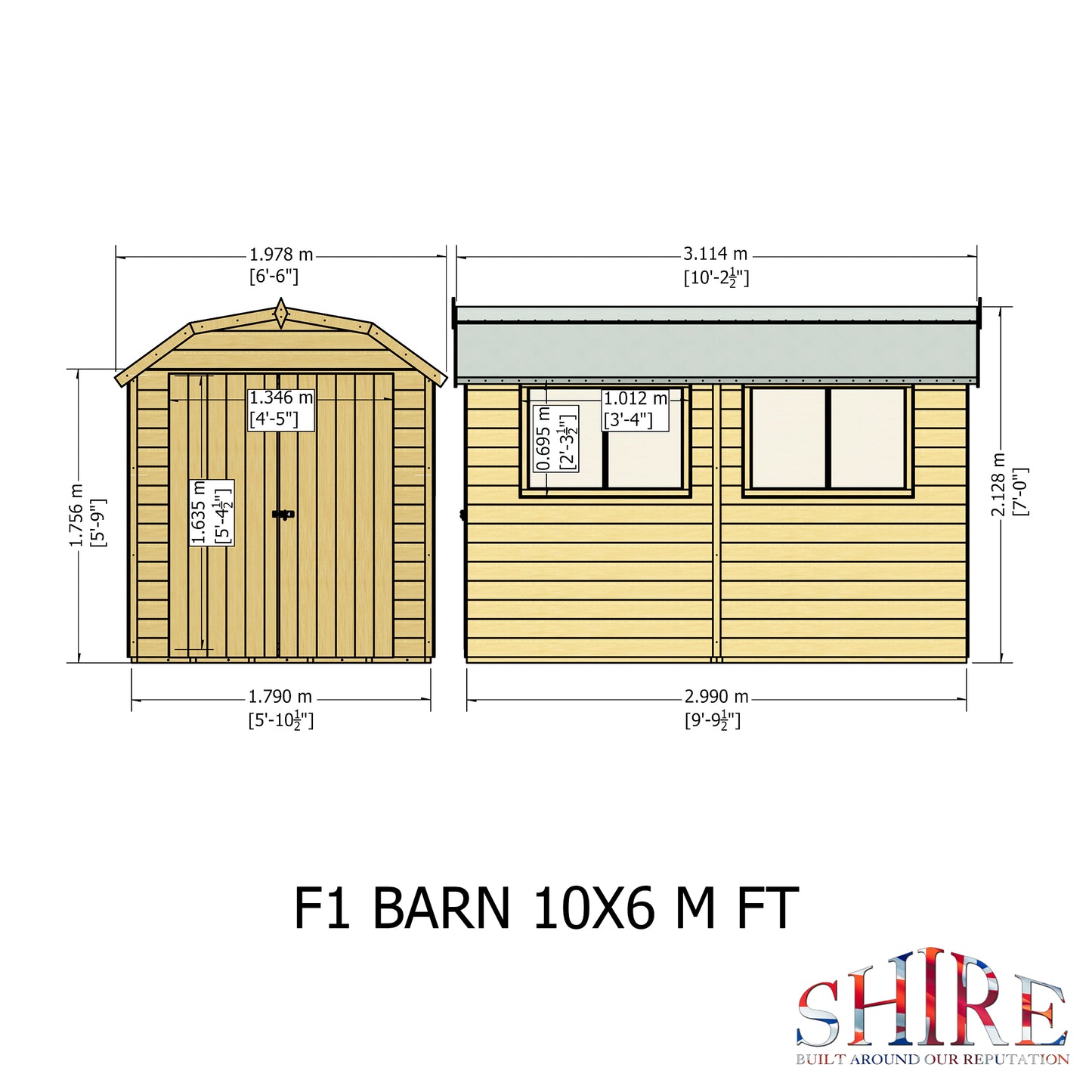 Shire Barn 10x6 Double Door Shiplap