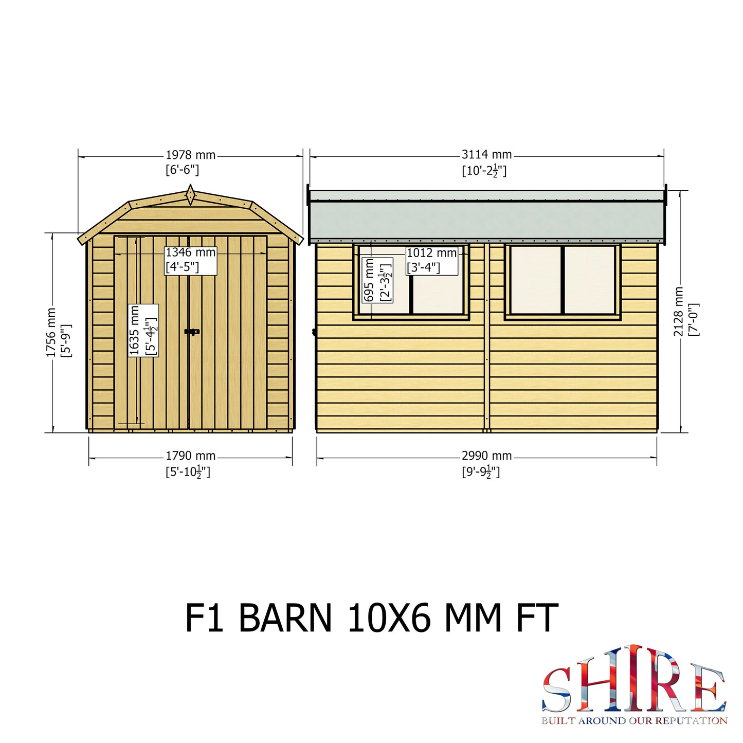 Shire Barn 10x6 Double Door Loglap