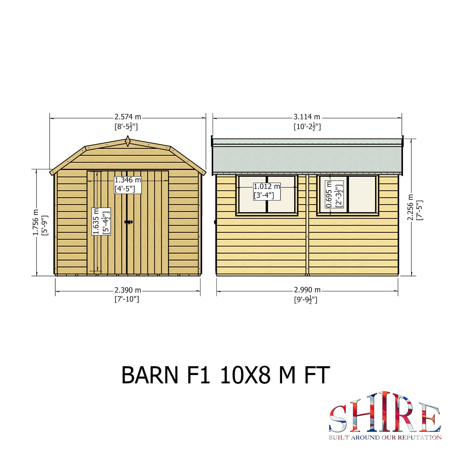 Shire Barn 10x8 Double Door Shiplap