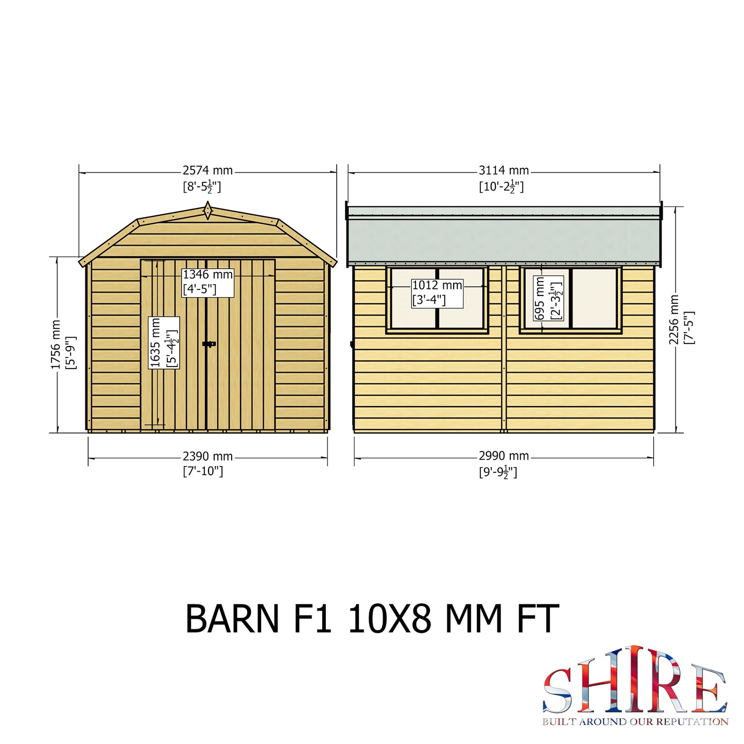 Shire Barn 10x8 Double Door Shiplap