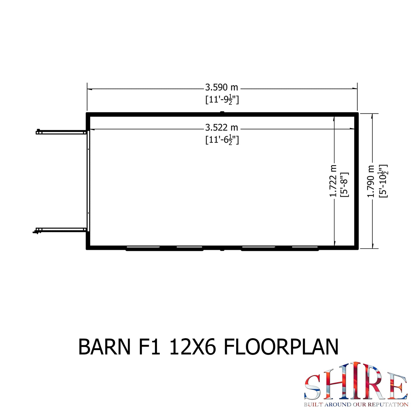 Shire Barn 12x6 Double Door Loglap