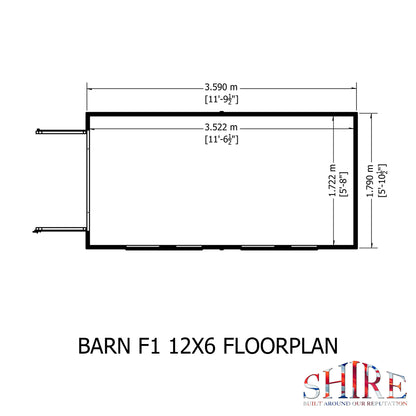 Shire Barn 12x6 Double Door Loglap