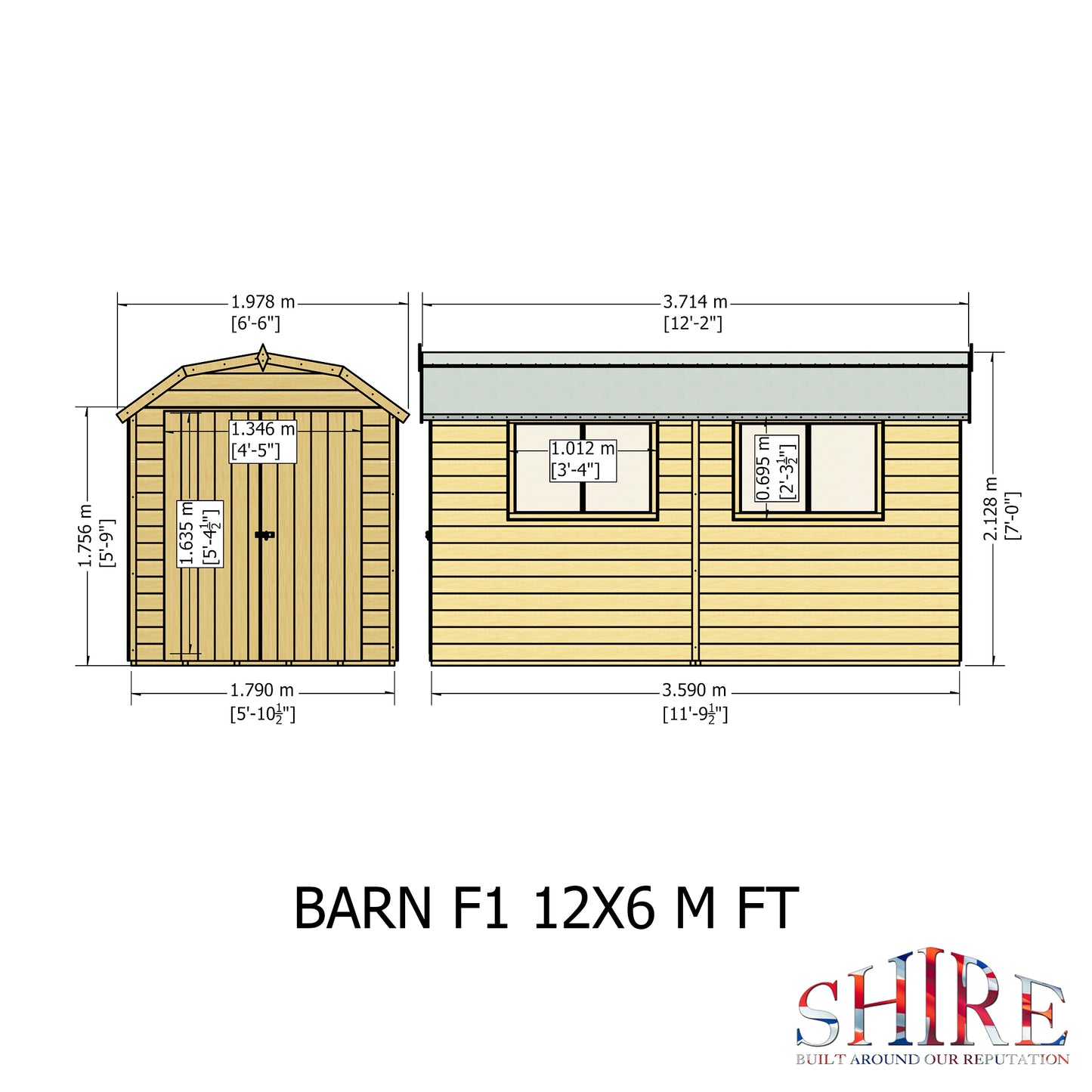 Shire Barn 12x6 Double Door Shiplap