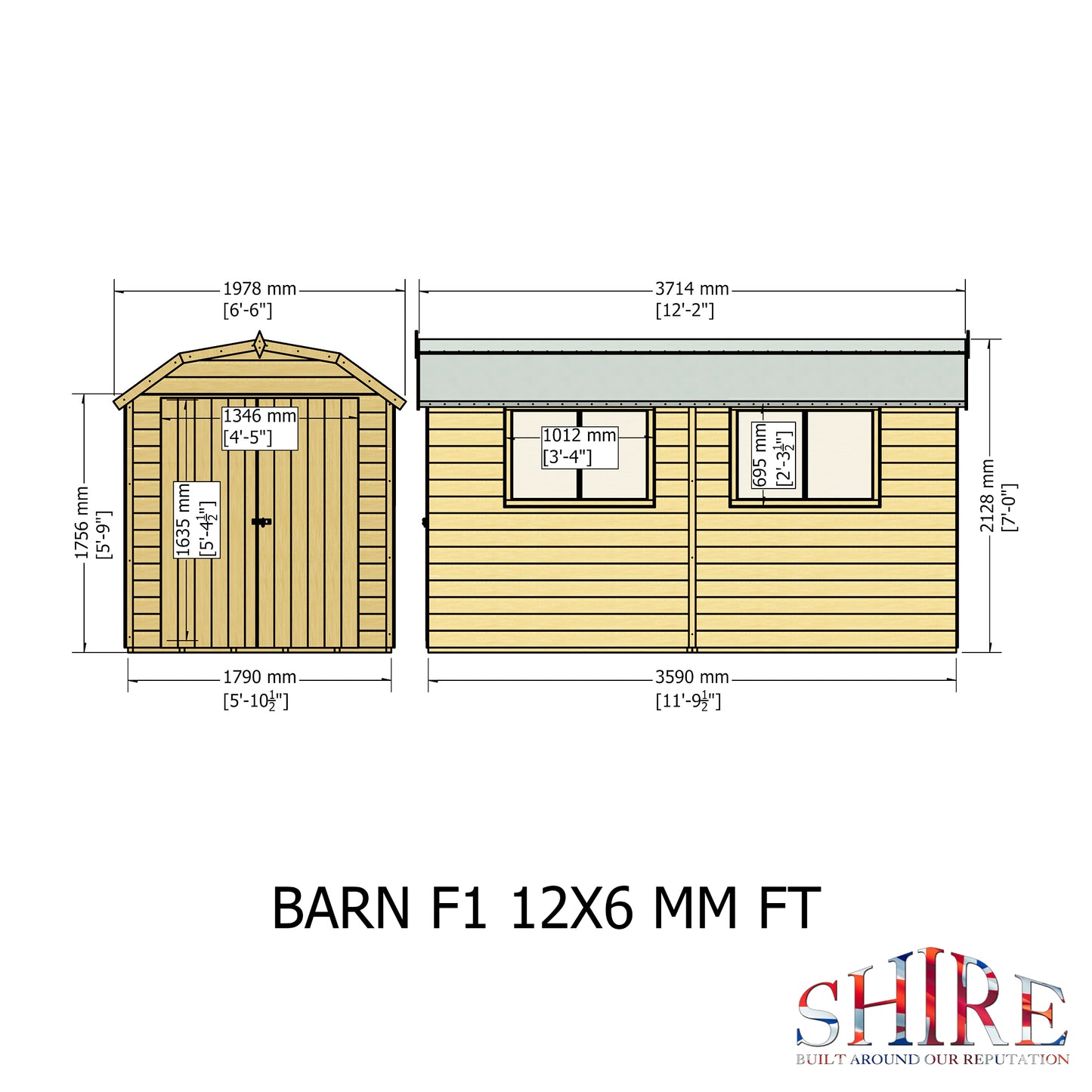 Shire Barn 12x6 Double Door Loglap