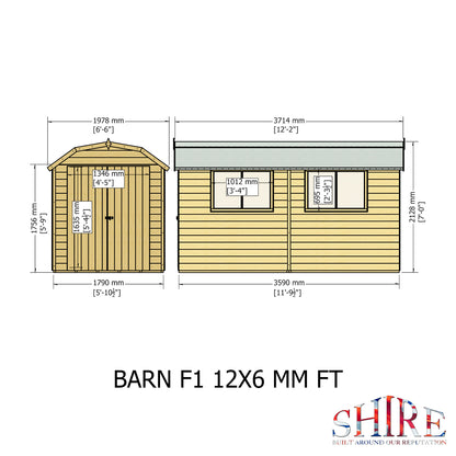 Shire Barn 12x6 Double Door Loglap