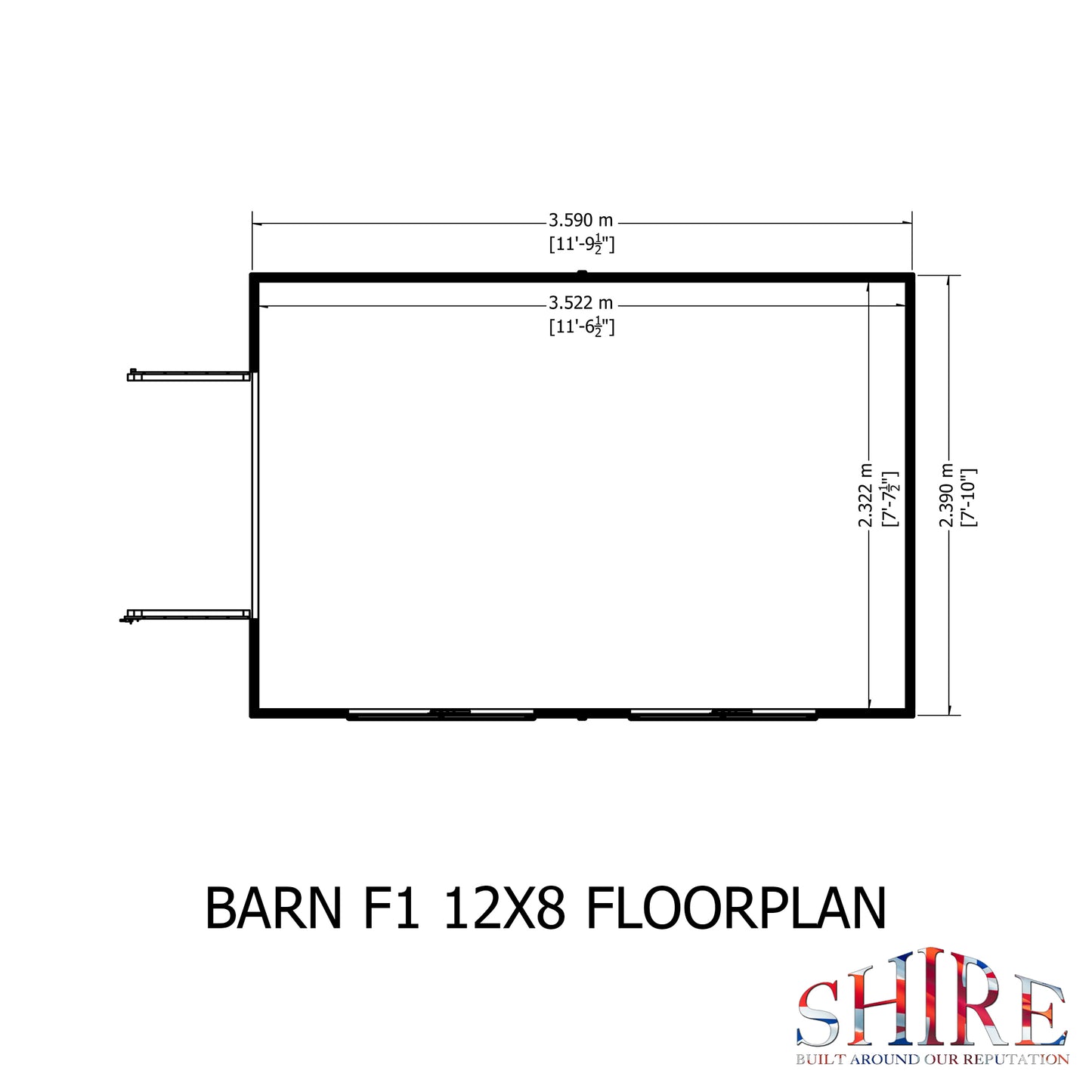 Shire Barn 12x8 Double Door Shiplap