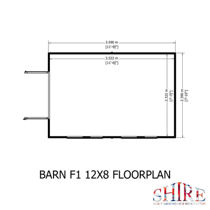 Shire Barn 12x8 Double Door Loglap