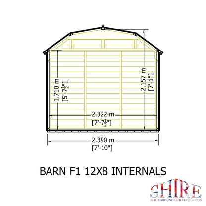 Shire Barn 12x8 Double Door Shiplap