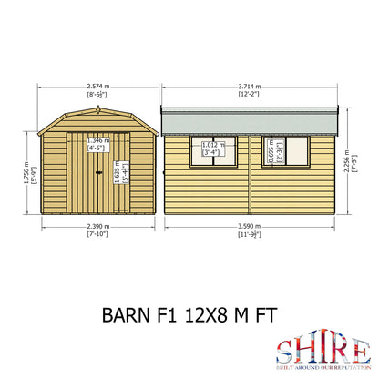 Shire Barn 12x8 Double Door Shiplap