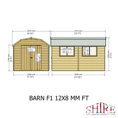 Shire Barn 12x8 Double Door Loglap