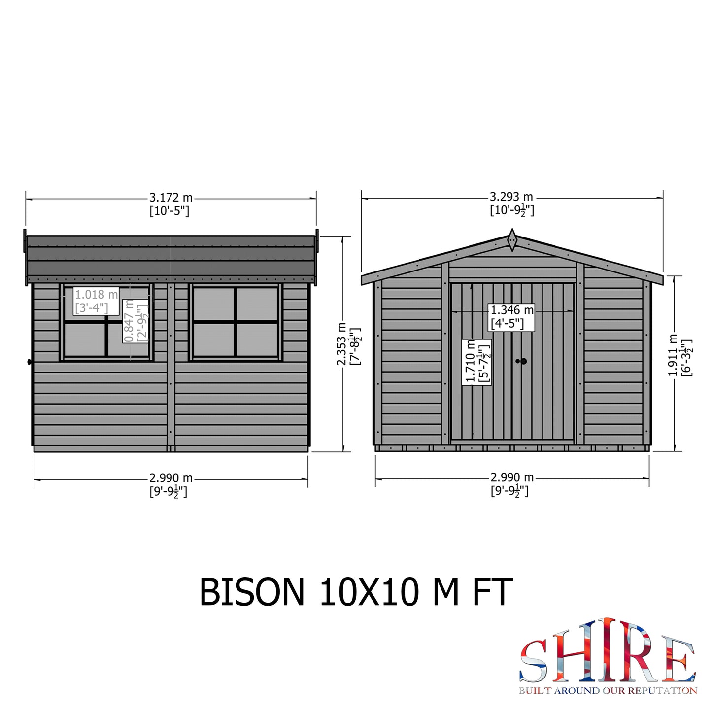 Shire Bison 10x10 Double Door  Loglap