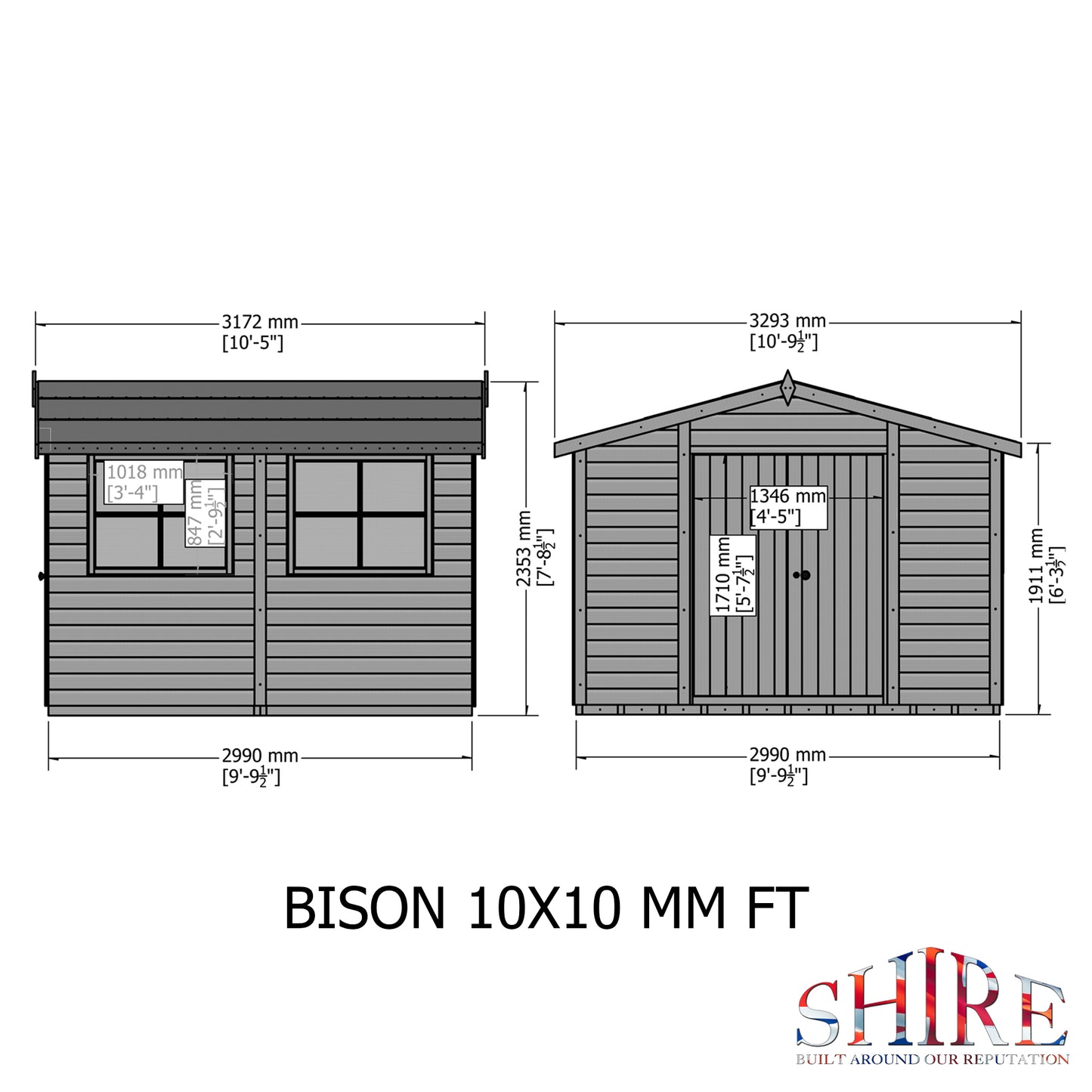 Shire Bison 10x10Double Door Shiplap