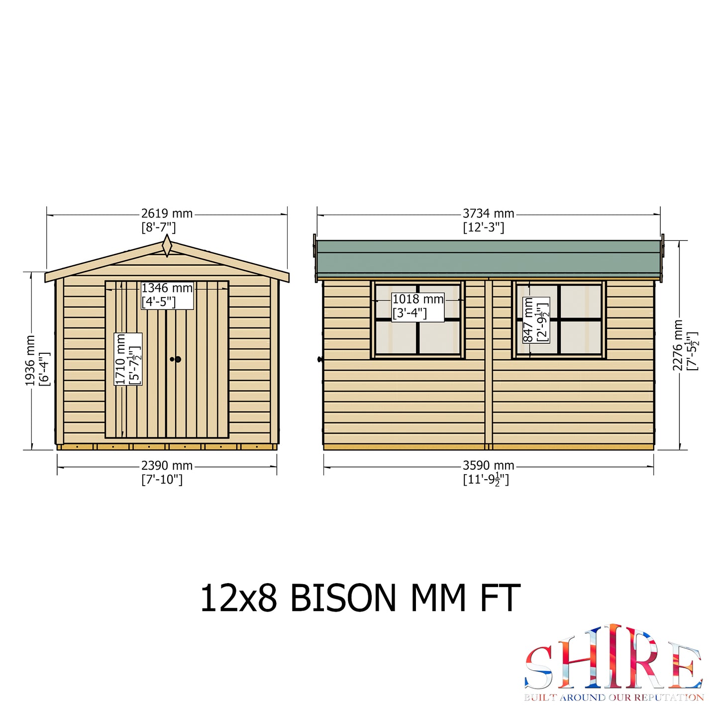 Shire Bison 12x8 Double Door Loglap