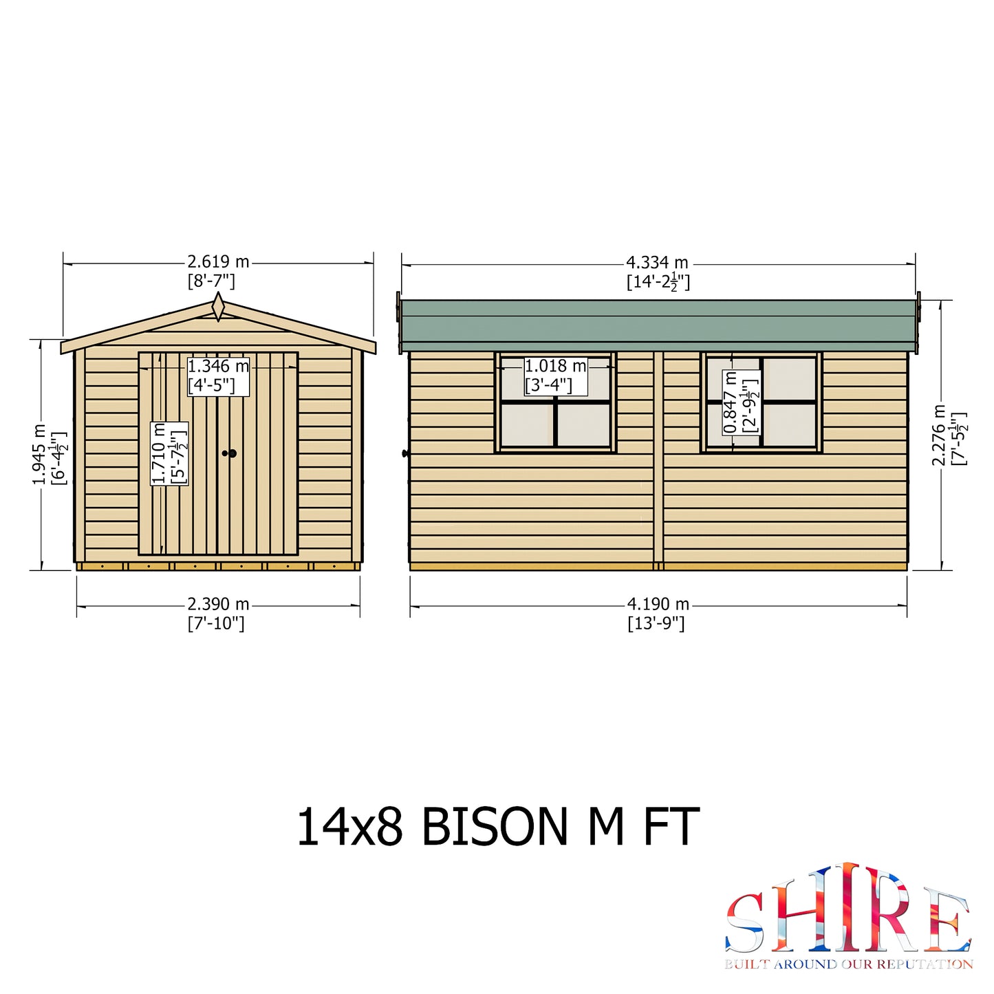 Shire Bison 14x8 Double Door Shiplap