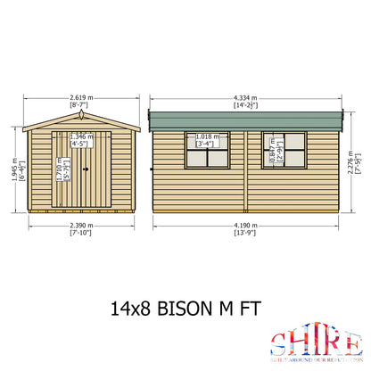 Shire Bison 14x8 Double Door Shiplap