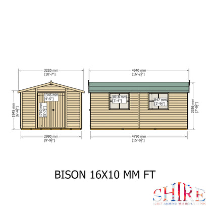 Shire Bison 16x10 Double Door Shiplap